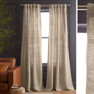 NWT QUINCE Set Of 2 48x108 Raw Silk Curtains Sand 4755